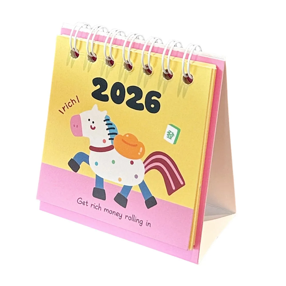 

Cute Mini 2026 Desk Calendar Fruit Shape Coil Binding Desktop Calendar Portable Cartoon Daily Planner Gifts