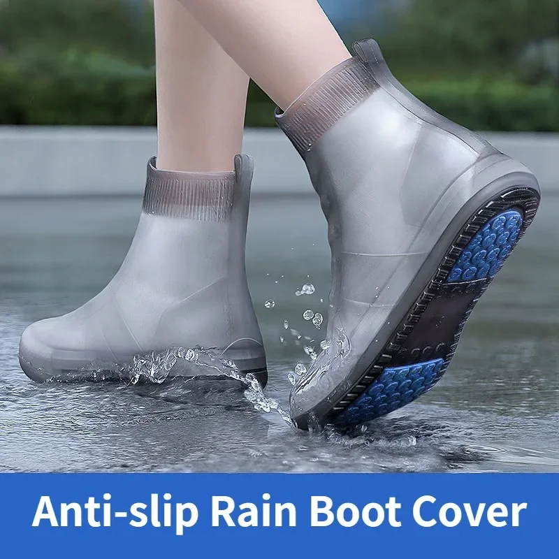 Rain Shoe Cover Reusable Silicone Tall Tube Intensification Anti-slip Outdoor Rain Boot Cover Cubre Calzado Impermeable