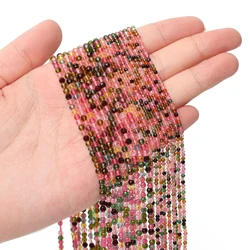 2mm 3mm Faceted Multicolour Tourmaline Stone Beads Round Loose Spacer Beads For Jewelry Making DIY Bracelet Necklace Accessory