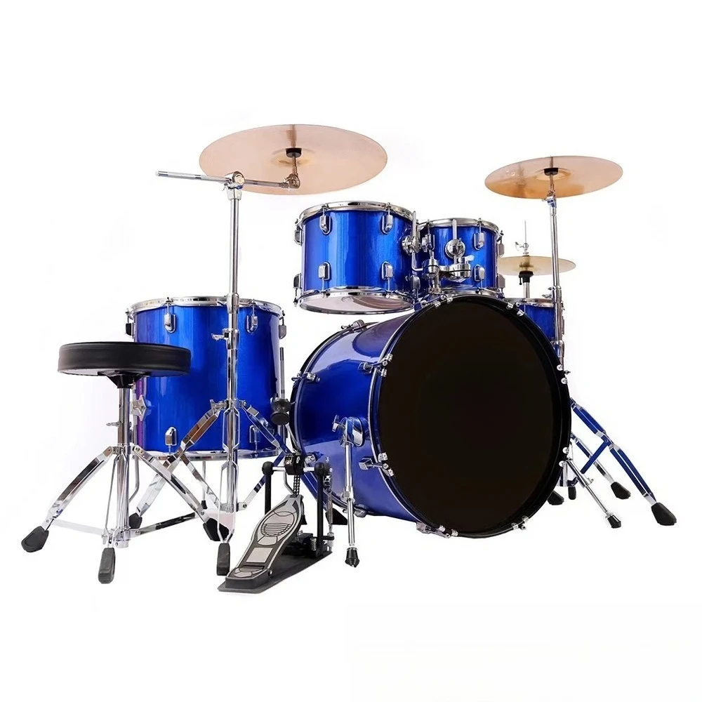 

Hooqu Acoustic Drum Set Professional Musical Instrumental Five Drums 3 Rub Drum Set One-person Band Drum