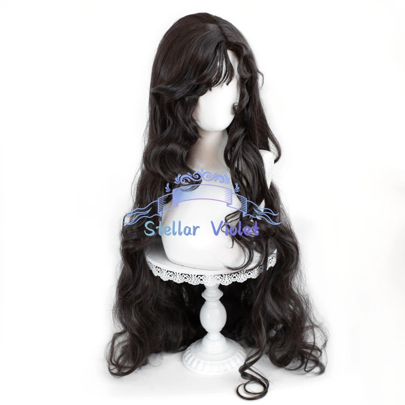 Isolde شعر مستعار تأثيري لعبة عكس 1999 شعر مستعار أسود 105 سنتيمتر طويل مجعد الشعر مقاومة للحرارة الاصطناعية الشعر Isolde أنيمي الباروكات + غطاء شعر مستعار