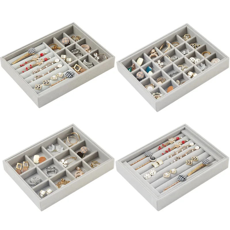 

20Cm Tray Flannel Large Jewelry Tray Stud Earrings Jewelry Storage Box Ring Case Stud Earrings Box