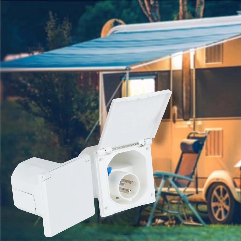 

1 шт., электрическая розетка, крышка с клапаном для каравана, дома на колесах, кемпера, фургона, запасные части, белый/черный пластик