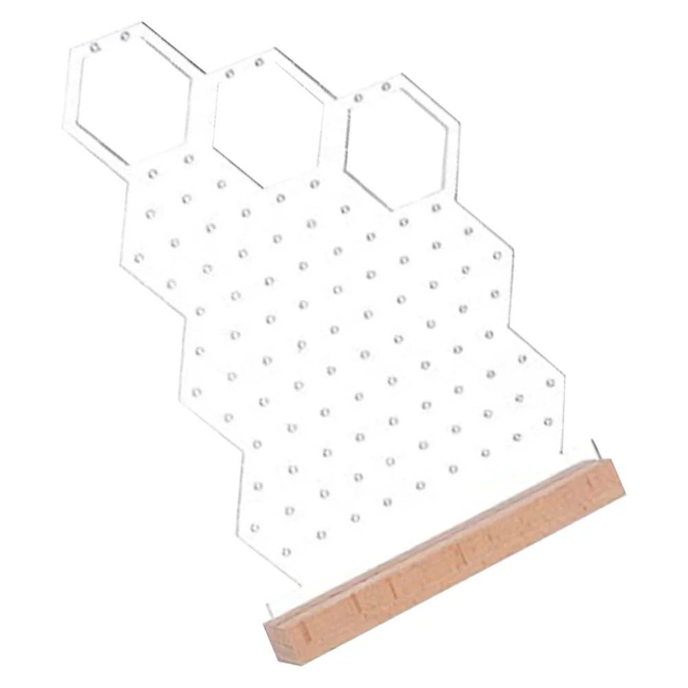 Espositore per orecchini in acrilico con base in legno, supporto per gioielli da tavolo trasparente, per riporre orecchini da negozio