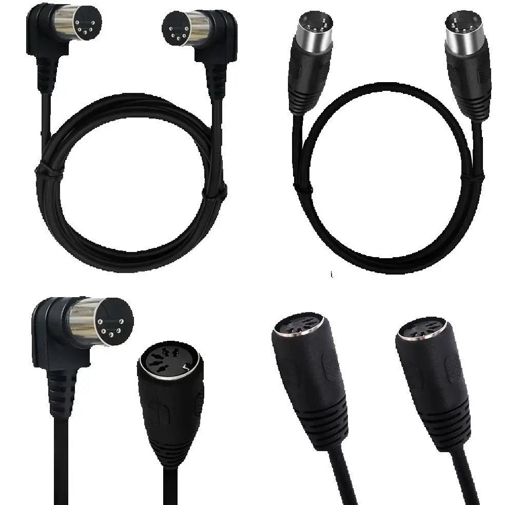0.5M-5M 90 Degree MIDI DIN 5PIN Male to Male Plug 5 Pin DIN Audio Extension Male Female to Female Cable Cord din-5pin M/M Cable