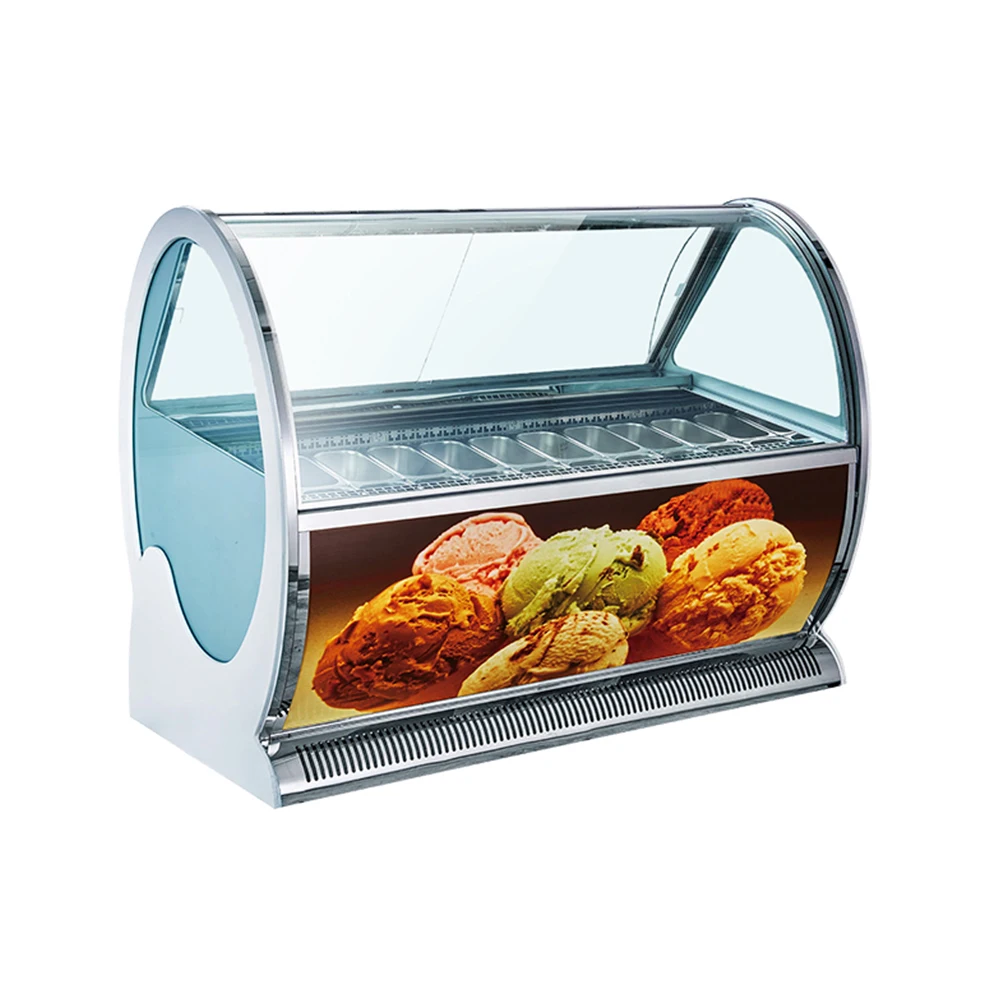 250L Gelato Ice Cream Showcase 220V/50HZ OEM Luxury Ice Cream Display Food Grade Popsicle Cabinet Freezer