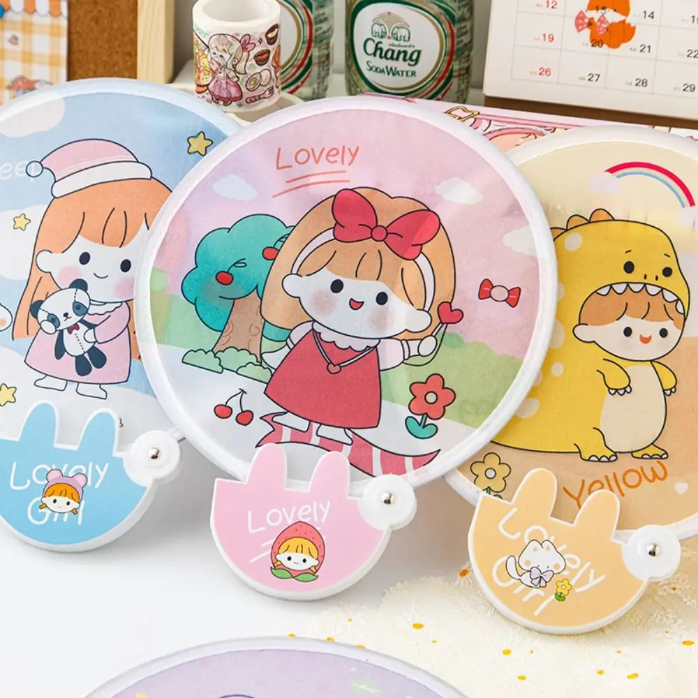 Pocket Small Round Fan Kawaii Collapsible Fans Portable Children's Small Fan Mini Folding Fan Beach Lawn Hand Fan