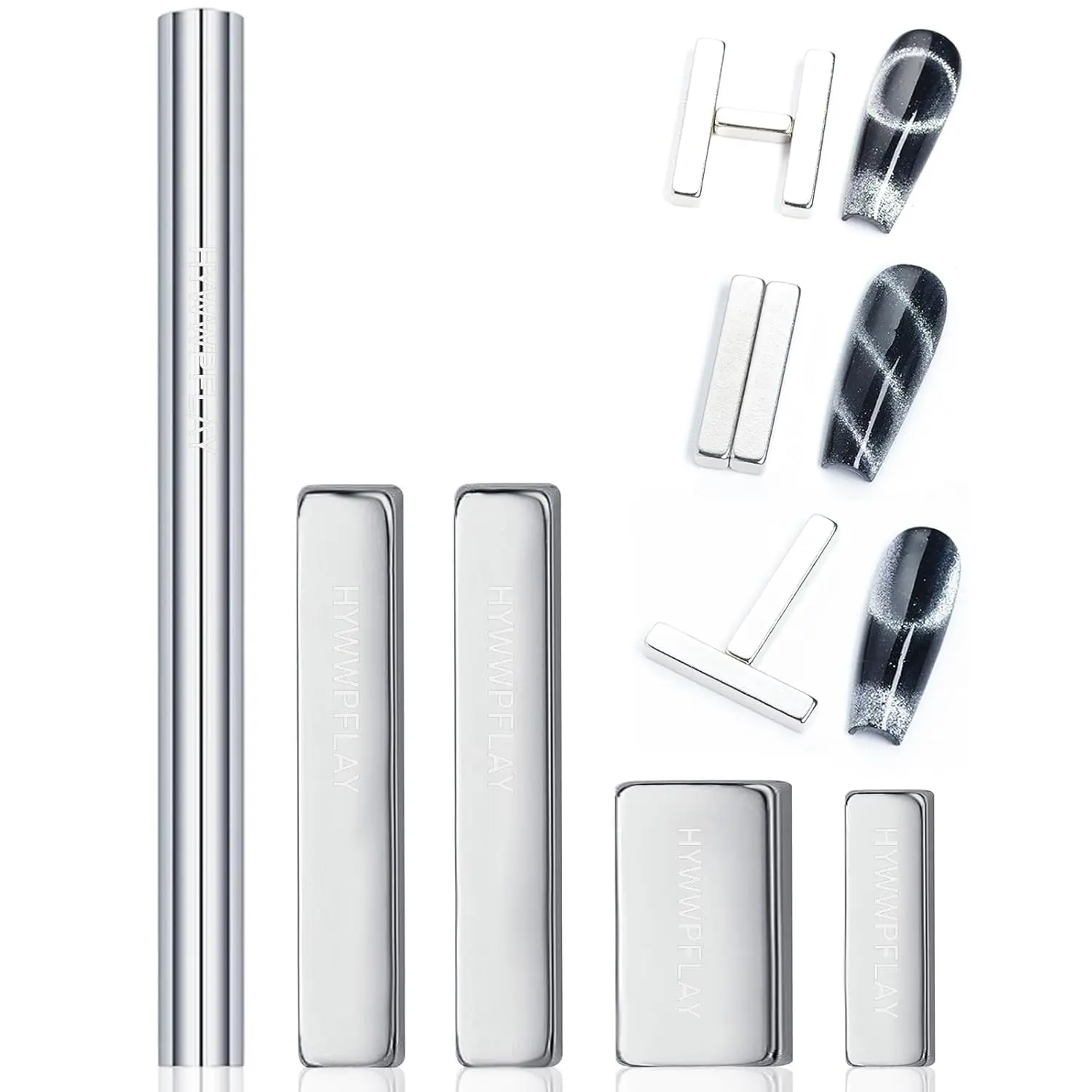 

Cat Eye Nail Magnet Set - 5pcs Magnetic Sticks for Gel Polish, DIY Nail Art Tools for Home Salon Studio