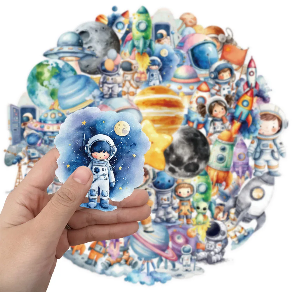 50 pçs espaço astronauta pet adesivos de plástico diversão decorativa casos de telefone portátil skates diy brinquedo decorativo adesivos