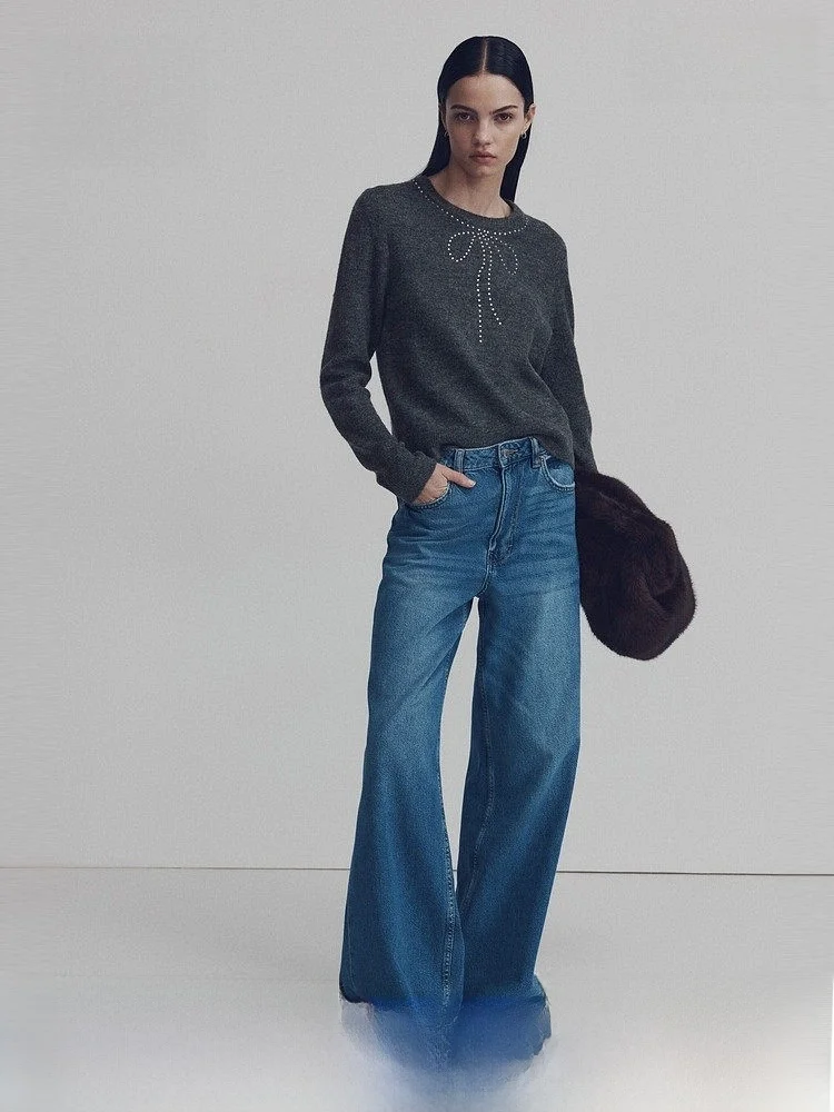 

H&M Women's Wool Knitted Sweater Spring Inner Wear Base Layer irt 30966 Casual Sle Regular Thin Polyester Blend