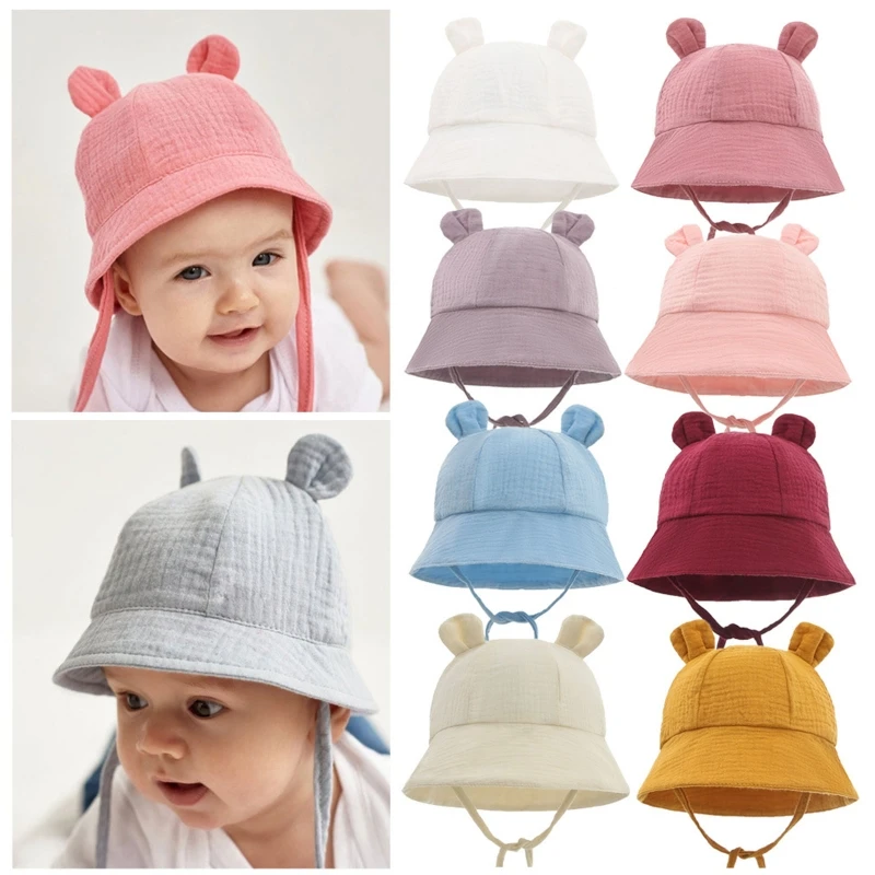 2022 New Autumn Baby Sun Hat Children Outdoor Rabbit Ear Beach Caps Boy Girl Panama Hat Unisex Beach Bucket Hat For 6-12Months