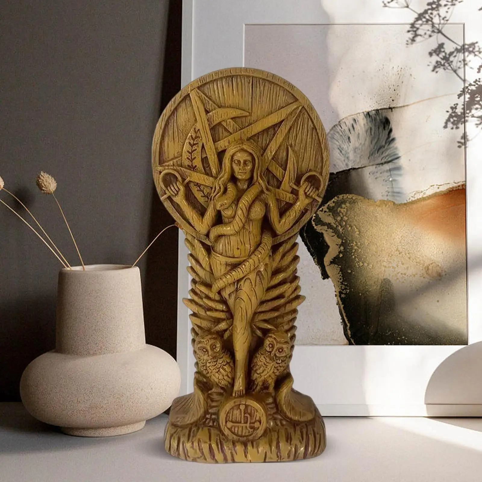 Goddess Witch Snake Woman Statue Birthday Gift Desktop Decoration Resin Figurine for Bookshelf Hotel Entrance Living Room Desk