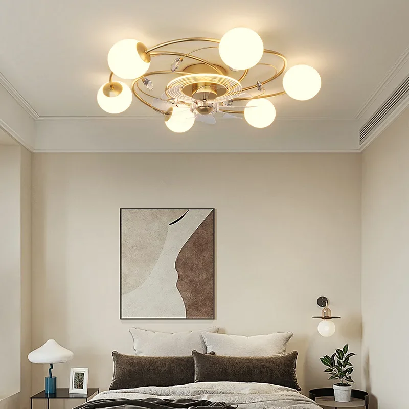 

Living Room Ceiling Lamp Nordic Fan Lamp Modern Atmosphere Household Starry Model Bean Bedroom Dining Room Electric