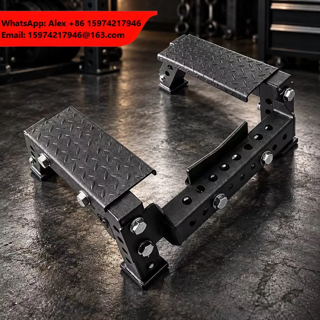Adjustable Power Rack Foot Plate Platform Attachment With Optional Lever Arms, Pulley & Spotter Arms For Strength Training