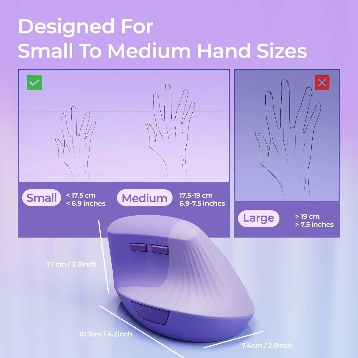 Seenda Vertical Wireless Mouse Rechargeable Ergonomic USB & Type C 2 in 1 Receiver Mice for Laptop PC MacBook Windows Android