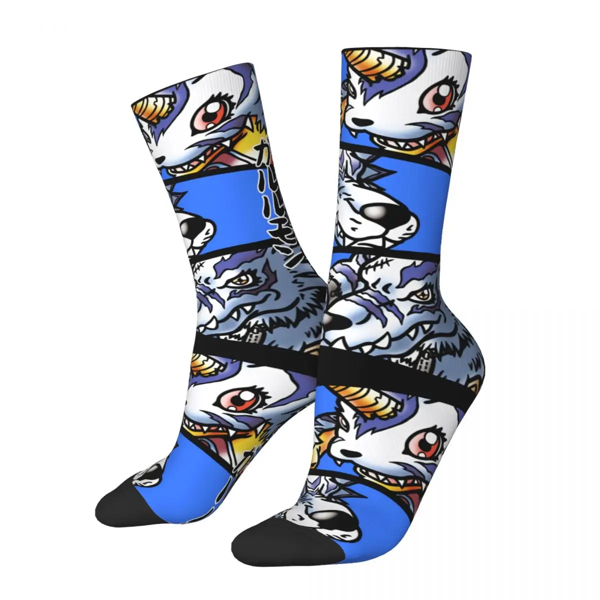 Hip Hop Vintage Friendship Gabumon Crazy Men's Compression Socks Unisex Digital Monster Manga Harajuku Pattern Printed Crew Sock