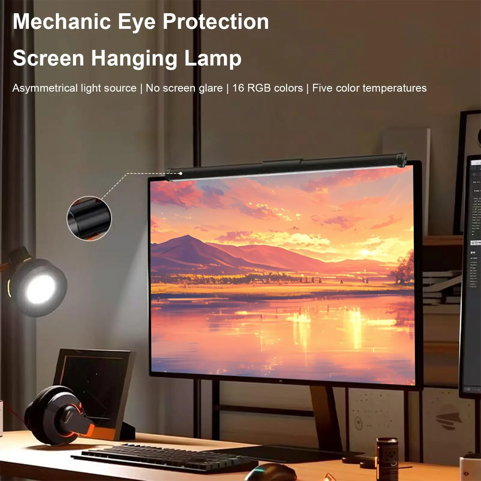Computer Monitor Lamp 3 Colors Adjustable Lamp Anti-Glare Screen Led Monitor Light For Dorm College Table Office Home Workbench