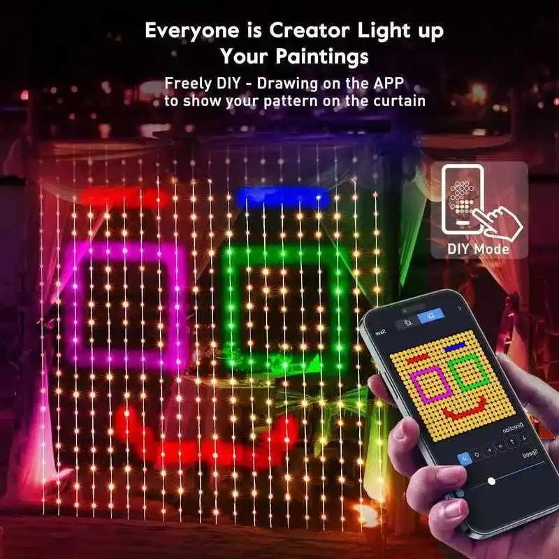 WS2812B Smart Vorhang LED String RGBIC Licht Bluetooth APP Steuerung Bild Hochzeit Girlande Weihnachten Dekoration Fee Licht DIY