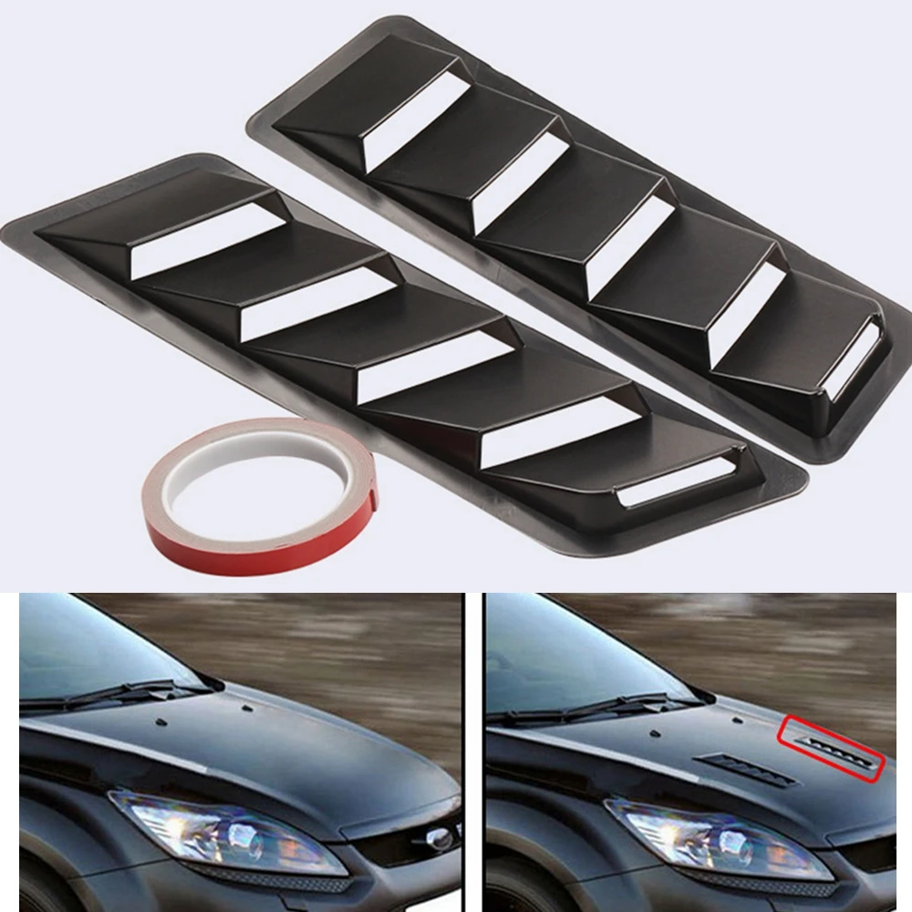 Universal Carbon Filber Car Hood Vent Louver Scoop Cover Air Flow Intake 2Pcs