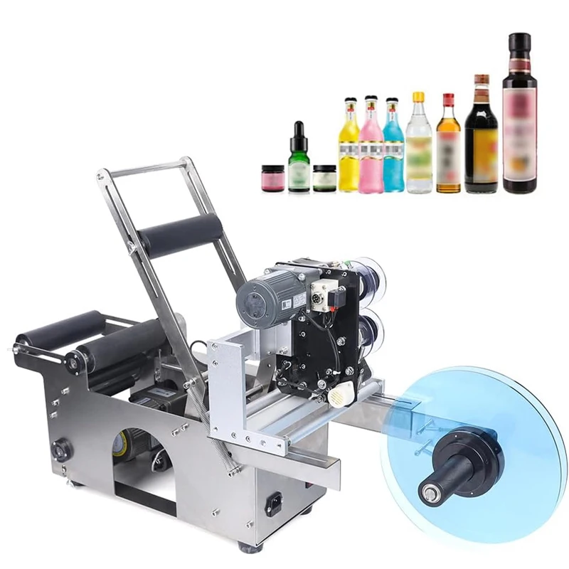 PBOBP Round Bottle Labeling Machine For Beer Can Date Code Printer Label Packing Machine Semi Automatic Label Dispenser