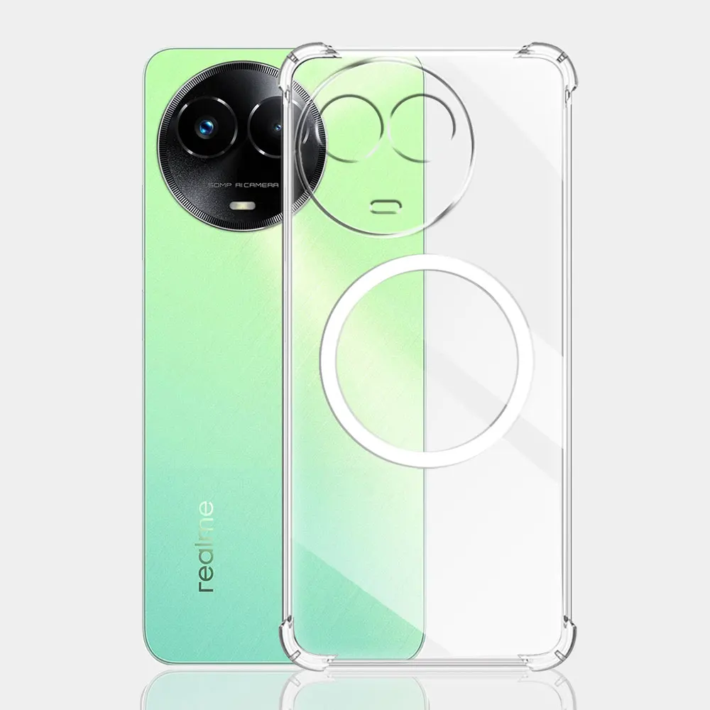 For Realme V50S V60S Case With Wireless Magnetic Ring Sticker Soft Silicone Phone Case For Realme V60 V50 Shockproof Clear Cover