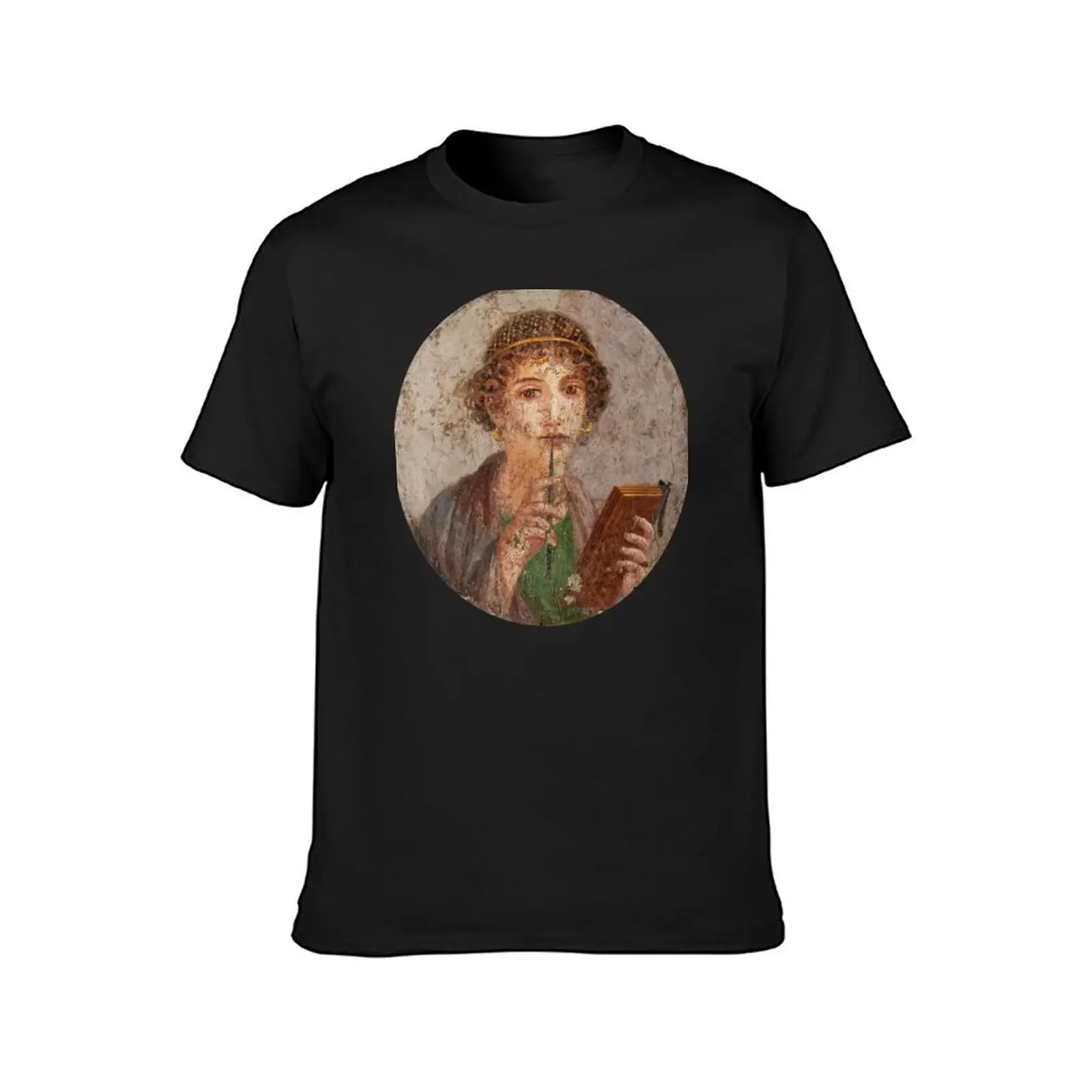 Portrait of Sappho, Pompeii (HD) T-Shirt anime clothes aesthetic clothes heavyweight t shirts for men