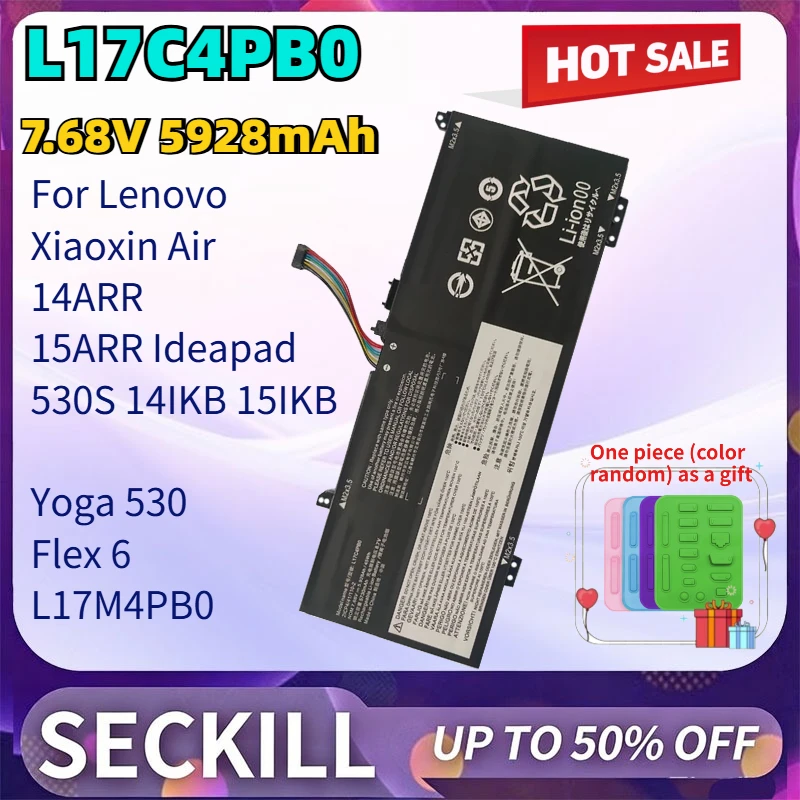 7.68V 5928mAh L17C4PB0 Laptop Battery for Lenovo Xiaoxin Air 14ARR 15ARR Ideapad 530S 14IKB 15IKB Yoga 530 Flex 6 L17M4PB0