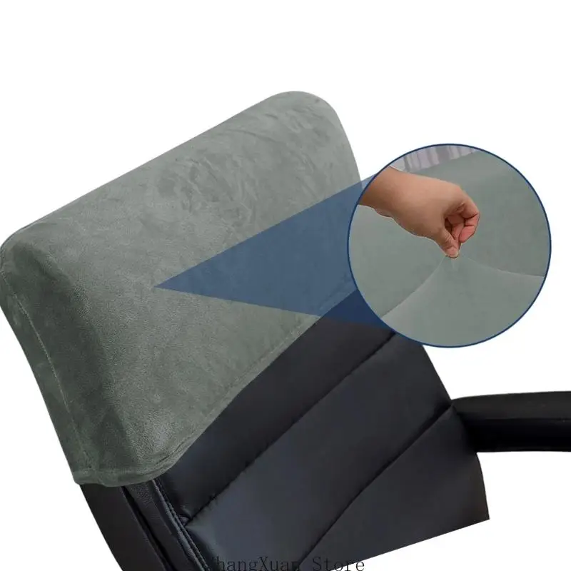 3XUF Bürostuhl-Kopfstützenbezug, weicher Plüsch-Stretch-Schonbezug für rechteckige Kopfstützen mit einer Breite von 40–50 für – Detail 4