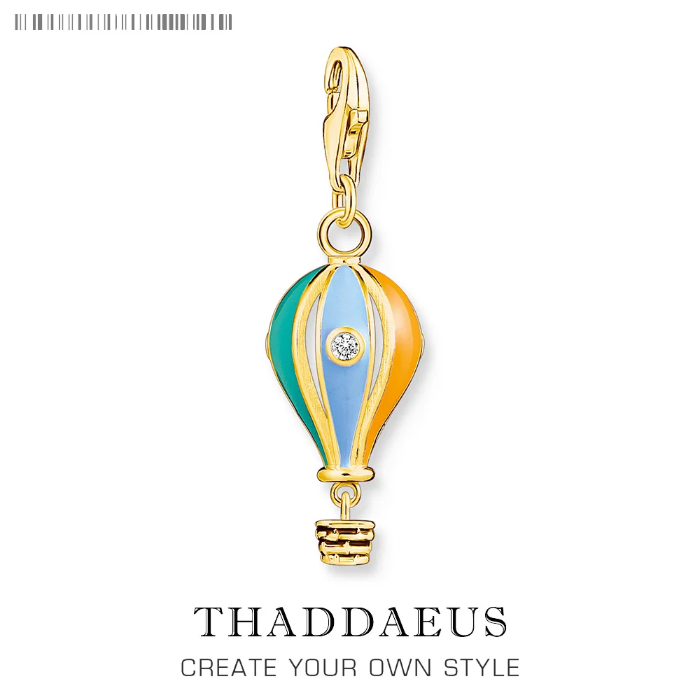 

Charm Pendant Colourful Hot Air Balloon Gold Plated Jewelry For Men Women Winter Real 925 Sterling Silver Special Holiday Gifts