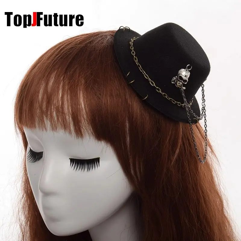 

Halloween Steampunk Retro Gear Chain Black Hat Hair Accessory Elegant and Fashionable Hair clip Lolita Gorgeous Accessories