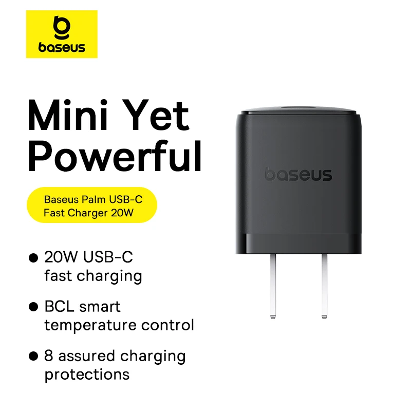 Baseus Palm Fast Charger 1C 20W US Compact Size Wall-Mounted Charging Solution for Efficient Device Charging