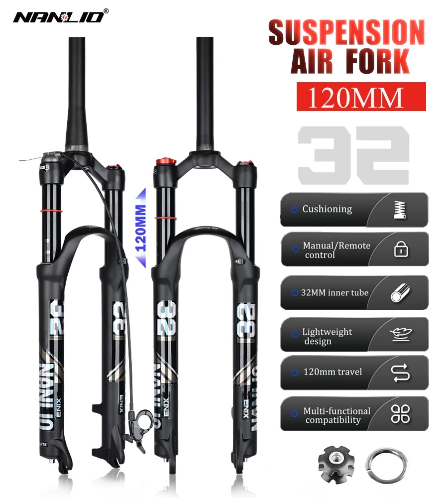 Nanlio X5 PRO MTB 29 Suspension Fork 120mm Travel Lightweight  26/27.5 Inch Quick Release Pneumatic Air Shock Forks