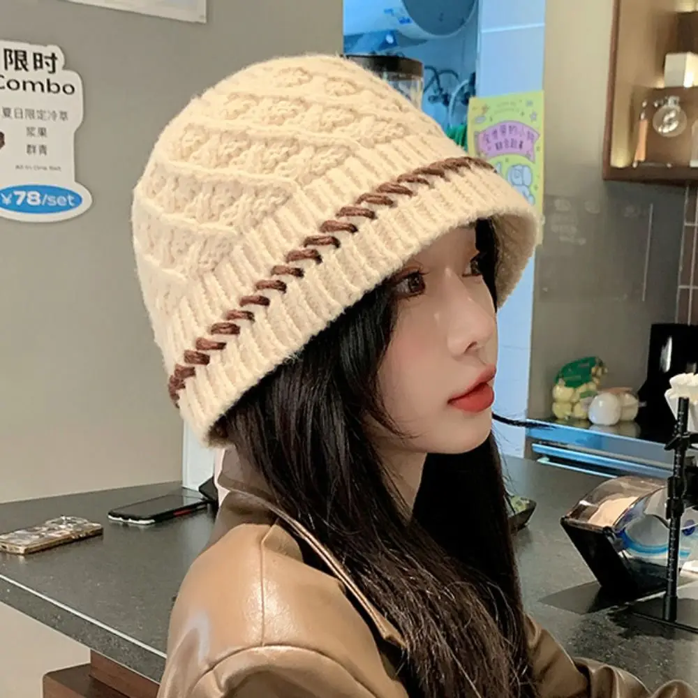 

Retro Bohemian Style Knitted Beanies Hat Hollow Out Thin Crochet Pullover Hat Breathable Korean Winter Weave Cap Girls