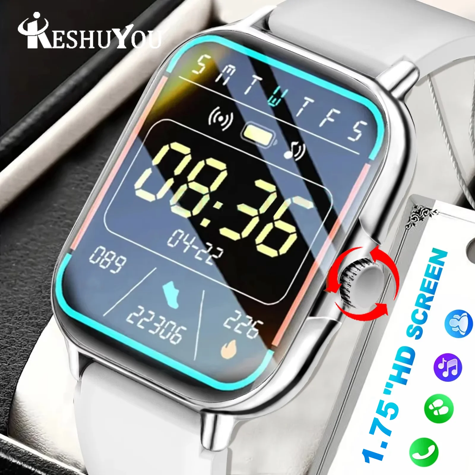 KESHUYOU 2025 New Smart Watch Gift Bluetooth Talk Rotary Button Music Player Man Woman Sports Smart Watch For Android IOS
