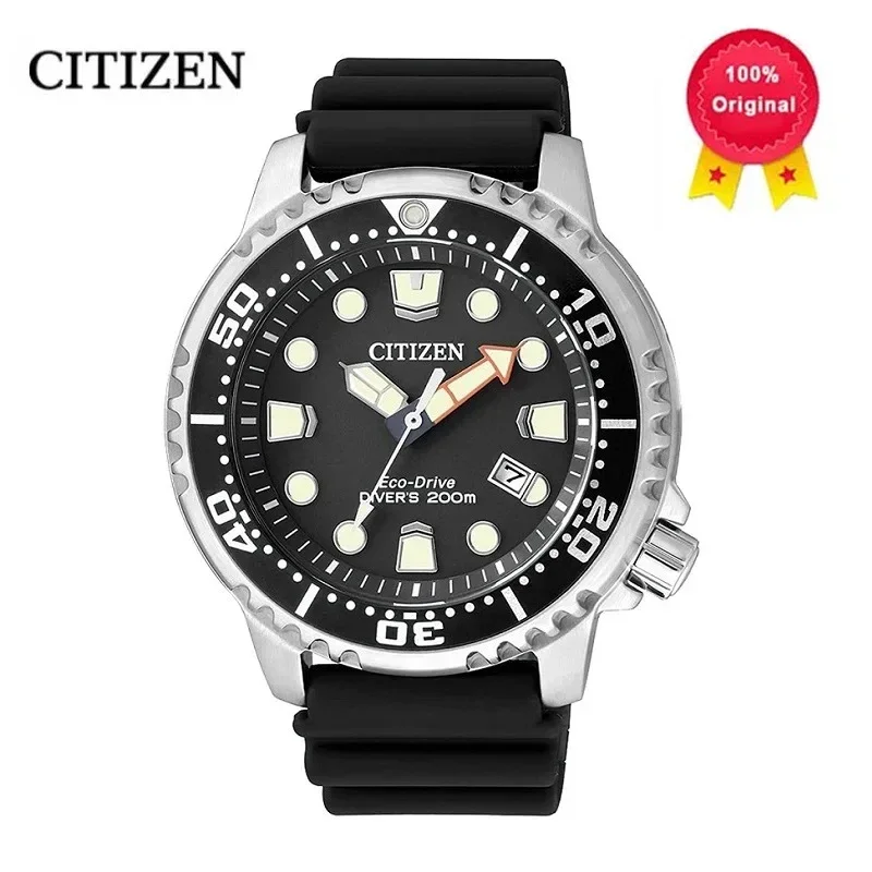 Original CITIZEN Watches for Sports Diving Watch Silicone Luminous Watch BN0150 Eco-Drive Series Black Casual Dial Quartz Watch