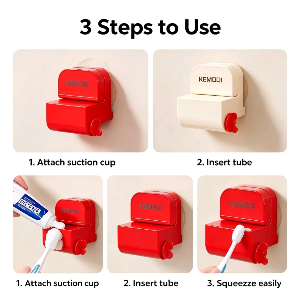 1 Pcs Dental Cute Manual Toothpaste Squeezer Punch free Suction Cup Toothpaste Holder Cleanser Squeezer Bathroom Accessories