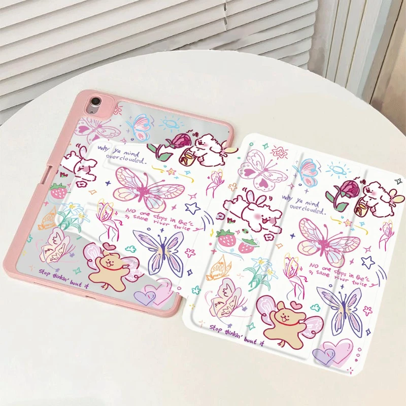 Tablet 360 Degree Rotation Smart Cover for IPad Air 5 Air 4 10.9 Ipad Mini 6 Ipad 2017 2018 9.7inch Air 2/3 10.5 Butterfly Dog