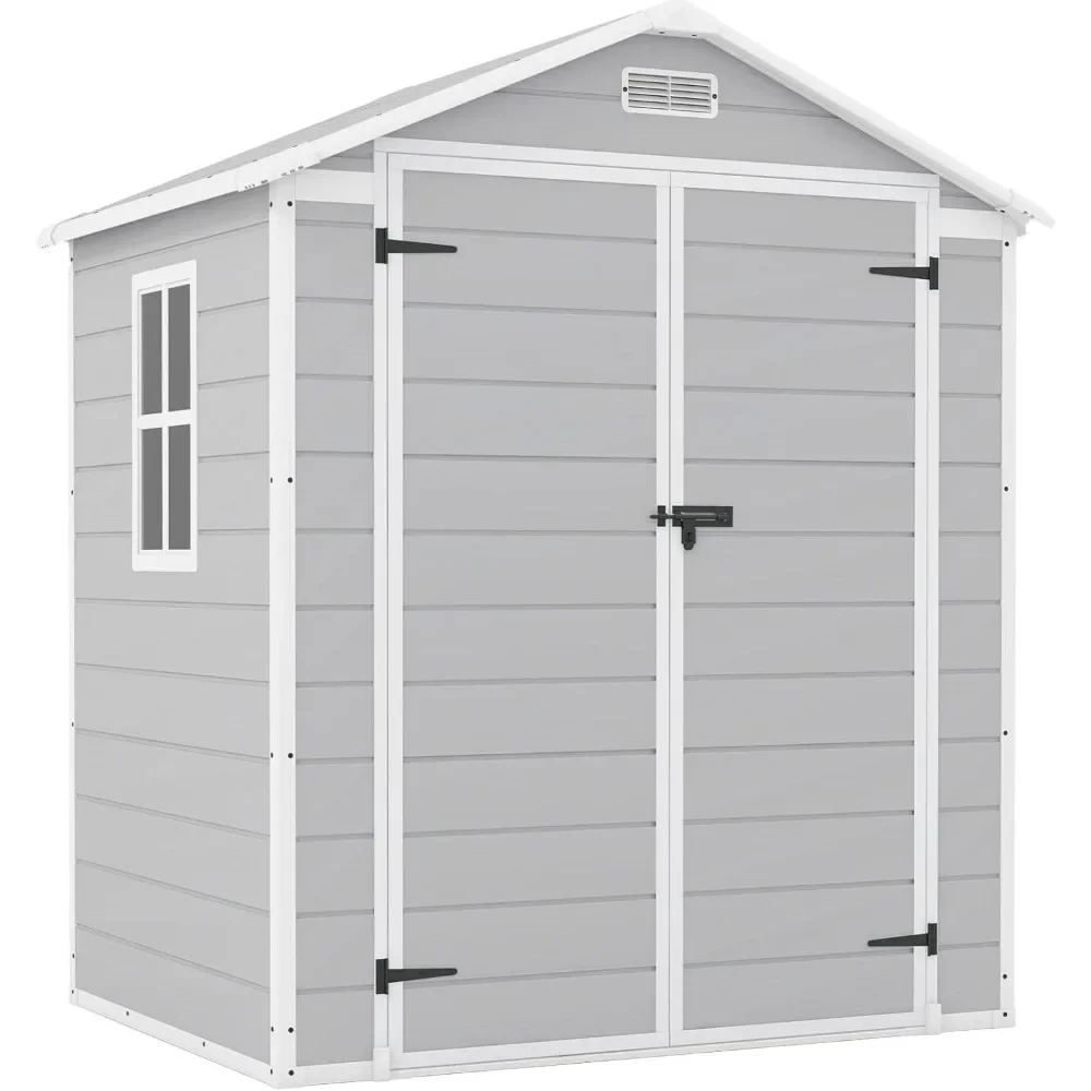 

6x4 FT Plastic Outdoor Storage Shed, Resin Shed Perfect to Store Patio Furniture, GardenTools Bike Accessories, Grey