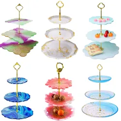 DIY Crystal Silicone Mold Three-layer Fruit Plate Tea Plate Disc Epoxy Resin Molds Cup Pad Mould For Resin Art Home Decoration