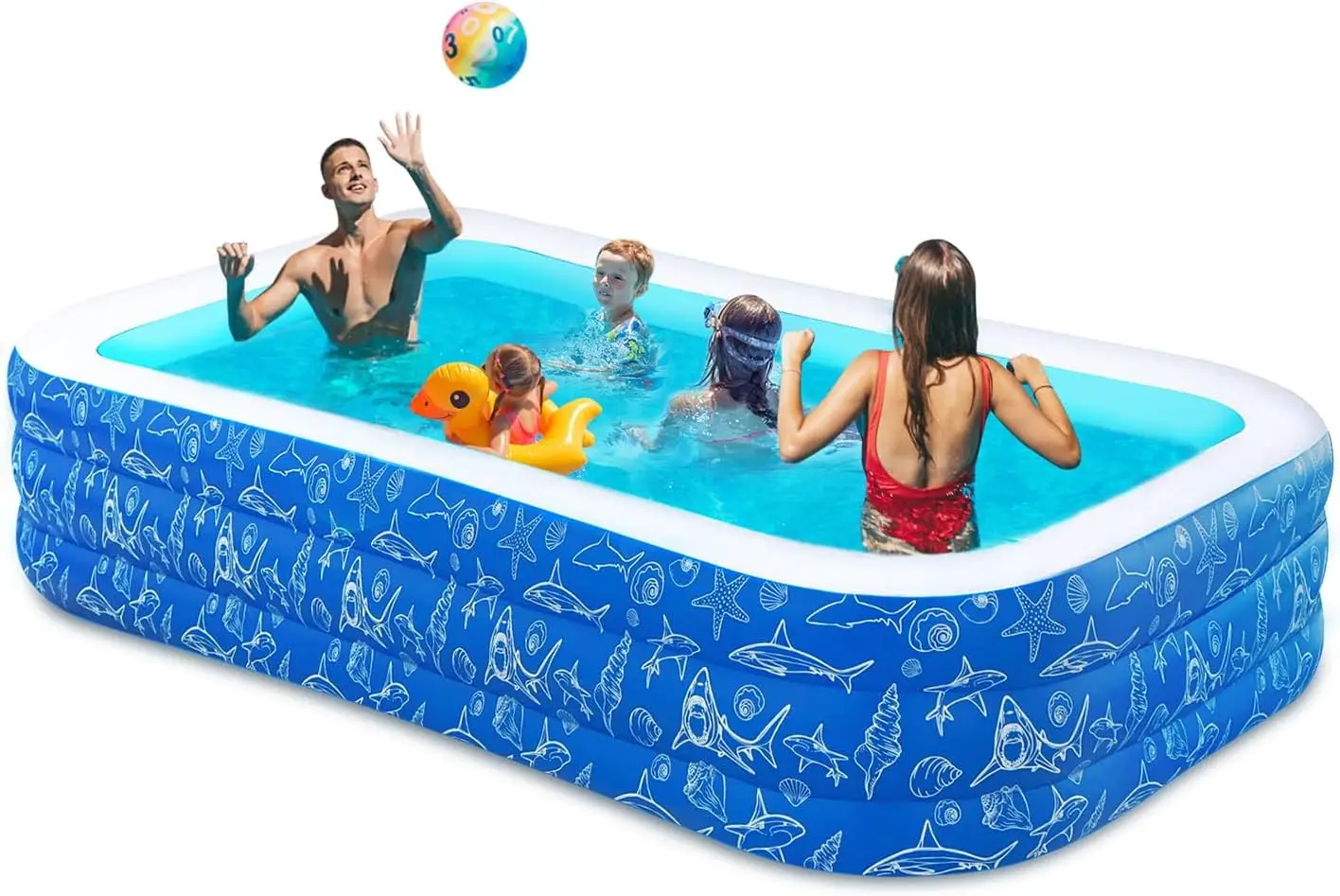 

Nattork Inflatable Pool for Kids and Adults, 102" x 63" x 22" Family Full-Sized Inflatable Swimming Pool,Durable Thickened