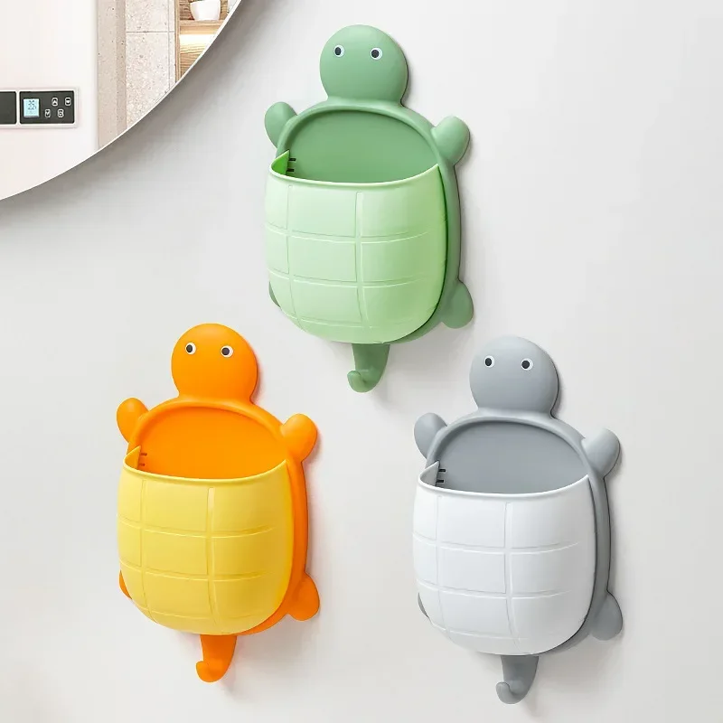 2024 New Cartoon Turtle Shelf Bathroom Storage Rack Bedside Multi-functional No-punch Hanging Basket Arrangement and Storage