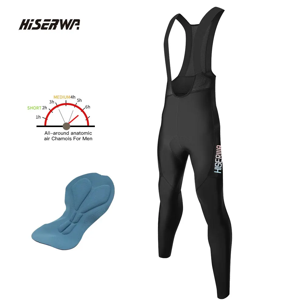 

HISERWA Men Cycling Bib Pants Spring Autumn Bicycle Long Pant Ropa Ciclismo Para Hombre 6 Hour Sponge Cycling Pad MTB Bike Pant