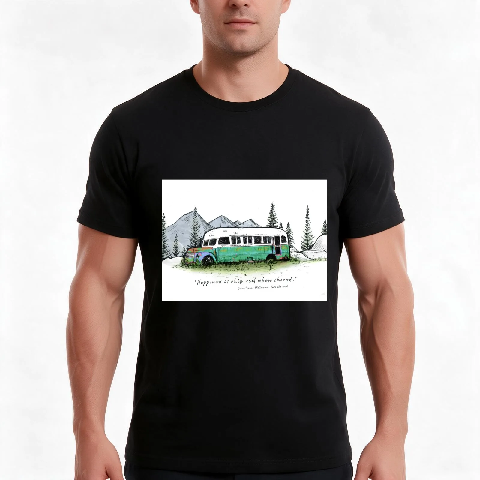 The magic bus T-Shirt, Summer Casual Cotton Tee, Oversized Streetwear Tops, Vintage Graphic Print, Loose Fit Short Sleeve