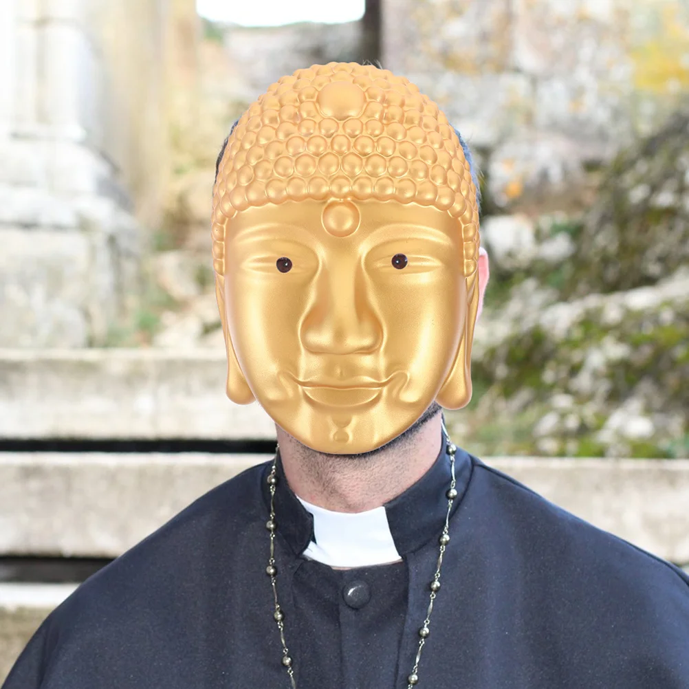 

2Pcs Buddha Head Mask Premium PVC Material Eyecatching Design for Buddhist Themed Party Halloween Carnival Masquerade Costume