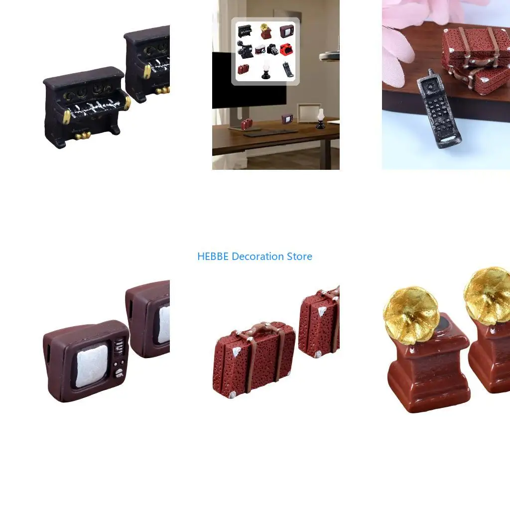 B0KC Miniature Retro Appliance Replicas Resin Furniture Ornaments for Dollhouses Decors