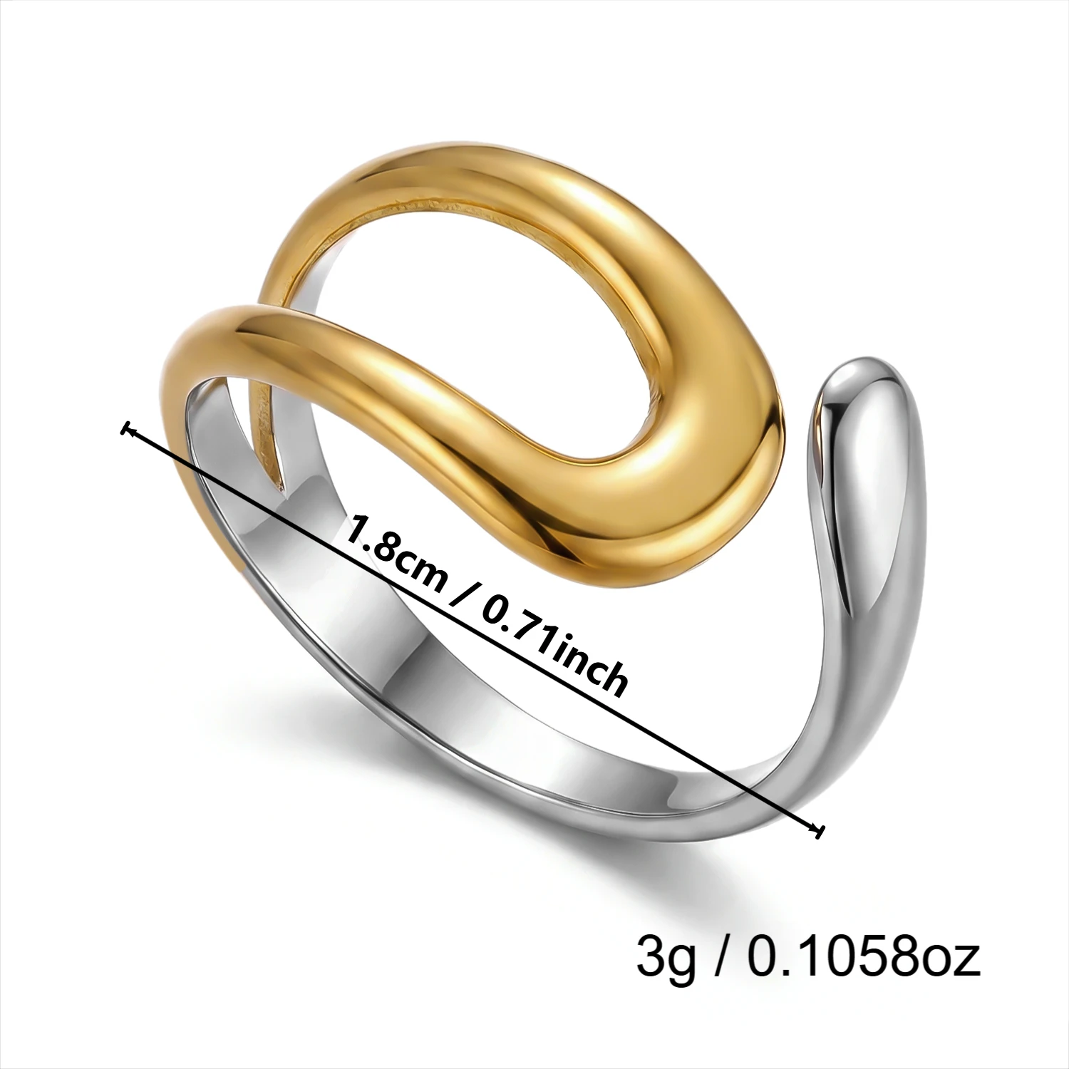 Edelstahl Zweifarbiger Ring für Frauen Trendiger Parallel-Doppellinien-Ring mit Unregelmäßiger Geometrie Stapelbarer Ring Wasserfester Alltagsschmuck – Detail 8