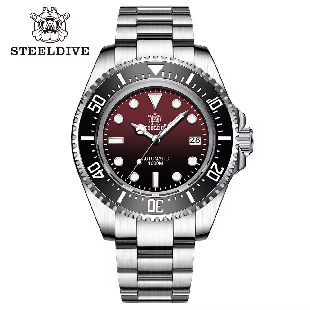 Novo relógio de pulso mecânico steeldive 1000m à prova dwaterproof água sd1964 grande fantasma água relógio luxo para homem super azul luminoso mergulhador relógio