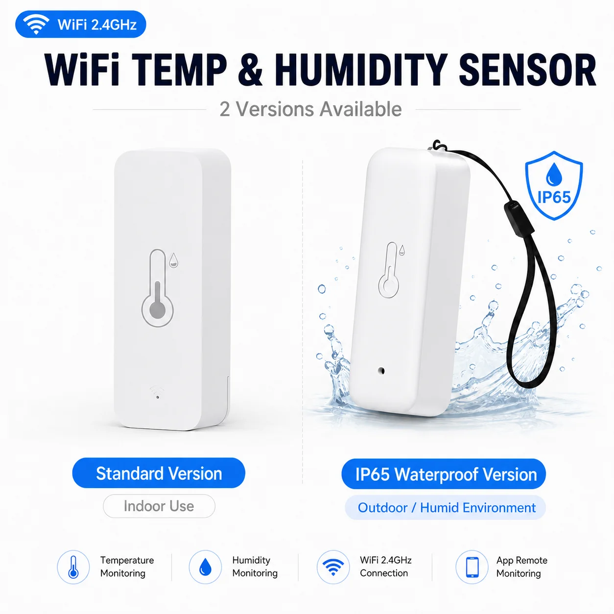 Capteur de température et d'humidité extérieur WiFi Tuya, étanche IP65, thermomètre intelligent, hygromètre, application à distance, fonctionne avec Smart Life Alex