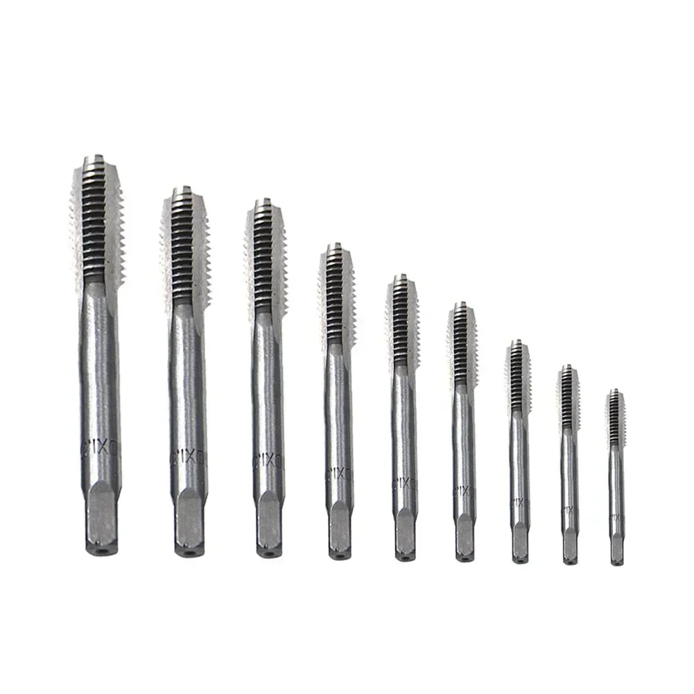 2pc HSS Standard Metric Thread Thread Tap Set M3-M16 Screw Tap Drill Bit Kit Silver Straight Flute Plug Tap Hand Tools Accessory