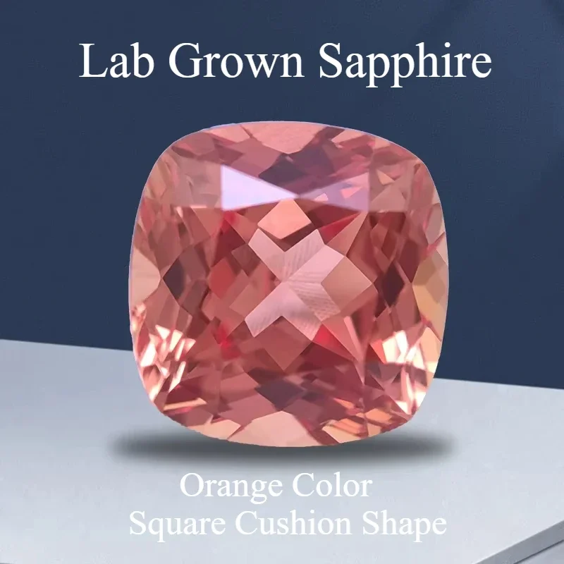 

Lab Grown Sapphire Orange Color Square Cushion Shape Gemstone For Charms Diy Jewelry Making Material Selectable AGL Certificate